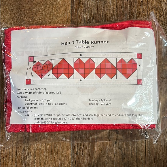Other | Heart Table Runner Quilt Pattern | Poshmark